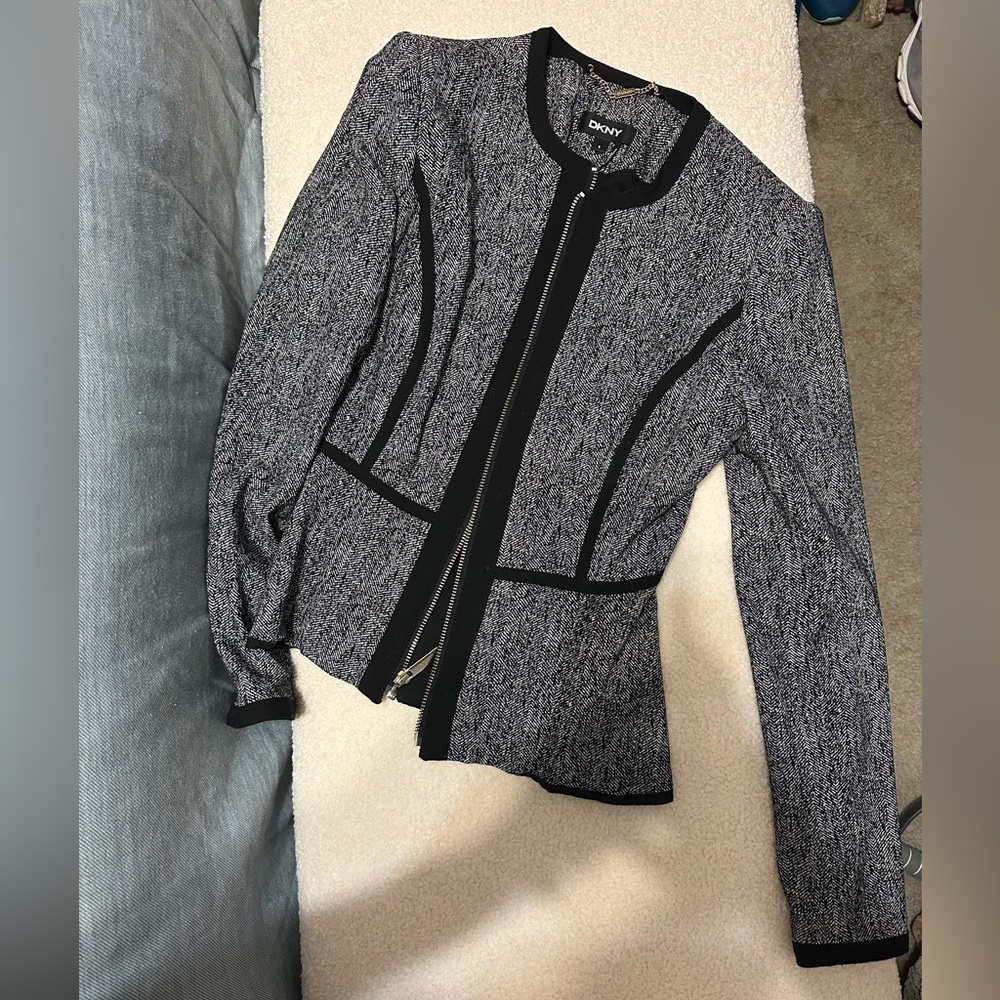 DKNY Black and Gray Women's Blazer